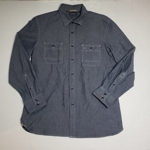 Wallin & Bros Sz Large Dark Chambray Denim Long Sleeve Button Down Casual Shirt